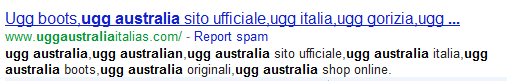 UGG spammy site on Google.it